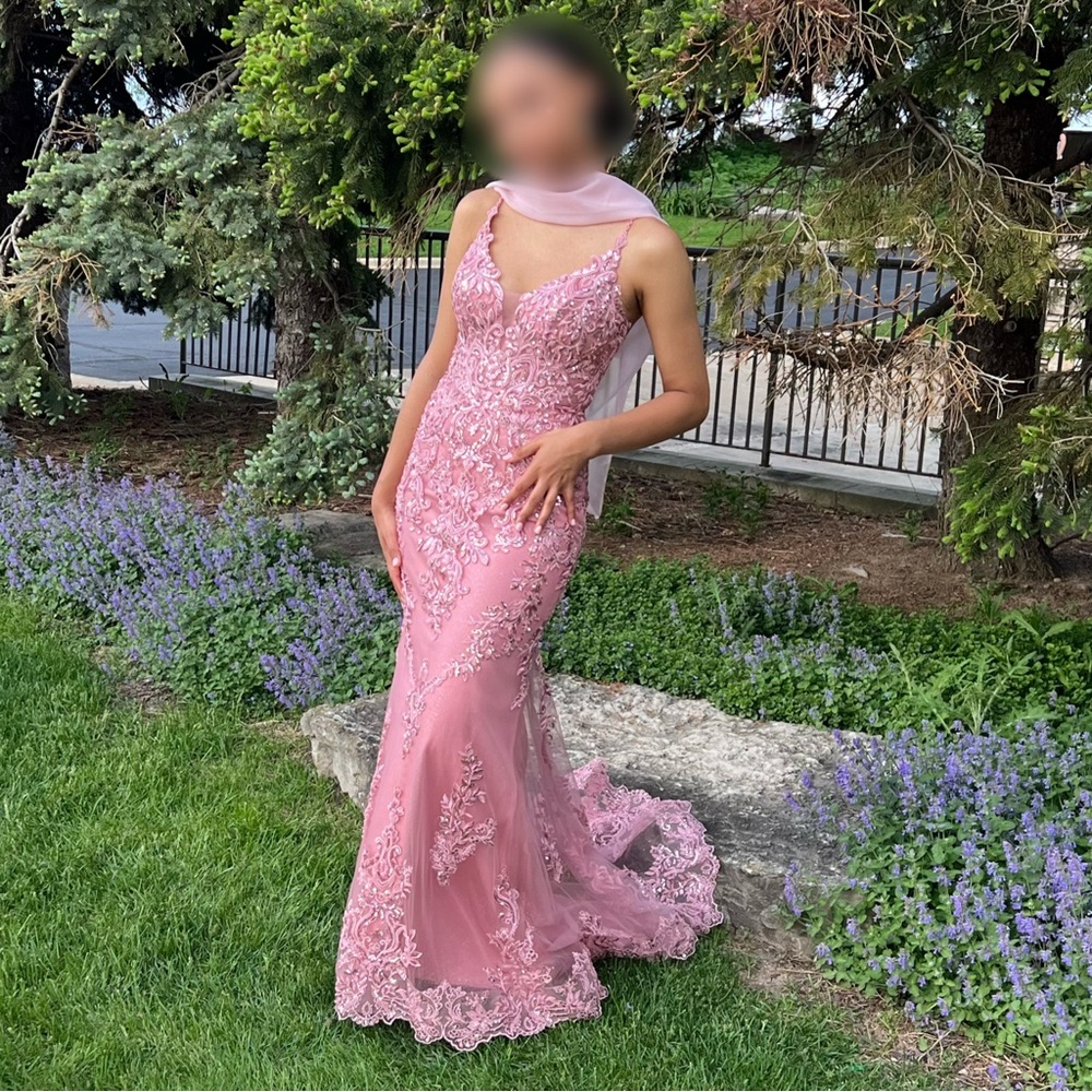 PROMBAY Mauve shimmery prom dress